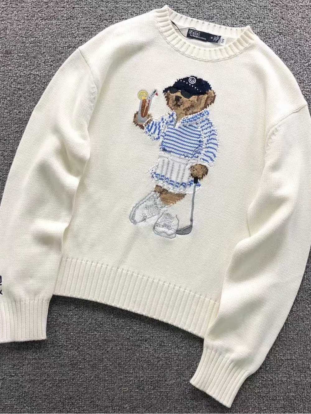 Polo Ralph Lauren Golf Bear Cream Crewneck Sweater